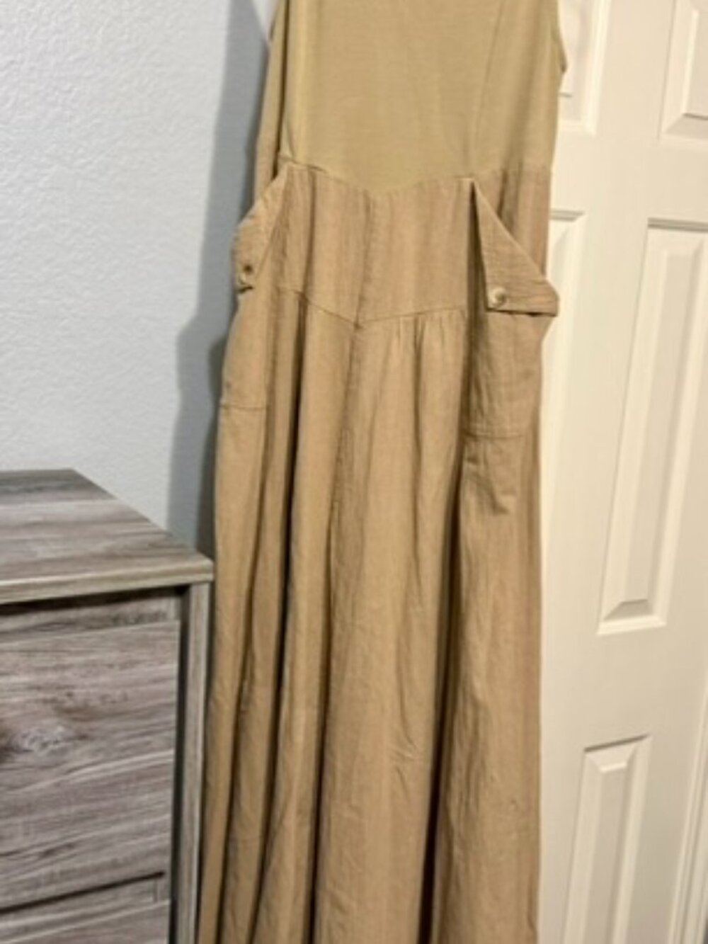 Free People Soledad Midi Dress | Small | Khaki | Cotton | A-Line Dress - Picture 8 of 15